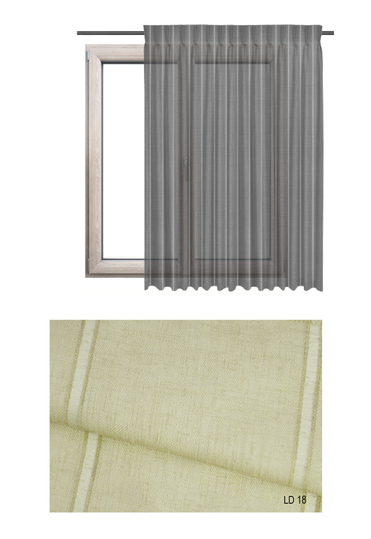 Zasłona transparentna na haczykach microfleks w ozdobnej tkaninie o beżowym odcieniu (LD18) na wymiar.