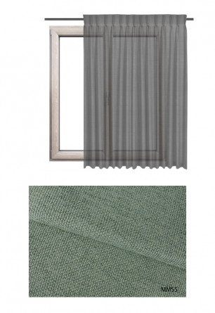 Zasłona na haczykach microfleks w półprzeziernej tkaninie o zielonym odcieniu (MM55) z kolekcji MIESZKANIE MARZEŃ na wymiar
