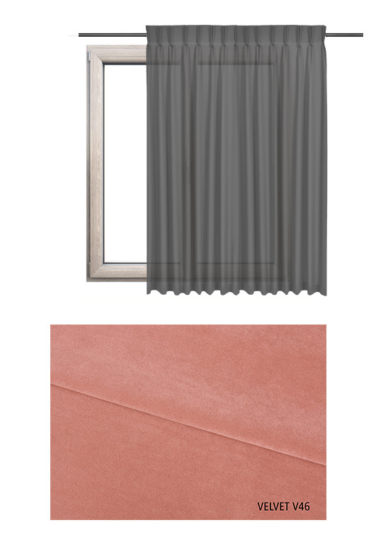 Zasłona na haczykach microfleks w tkaninie o różowym odcieniu (V46) z kolekcji VELVET na wymiar.