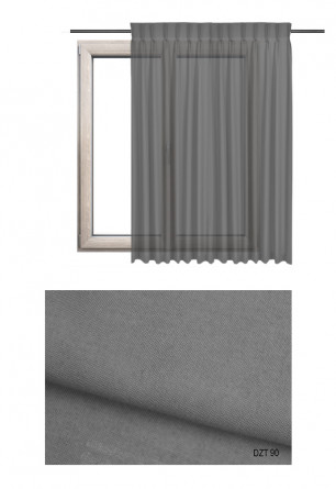 Zasłona transparentna na haczykach microfleks o szarym odcieniu kolorystycznym (DZT90) na wymiar.
