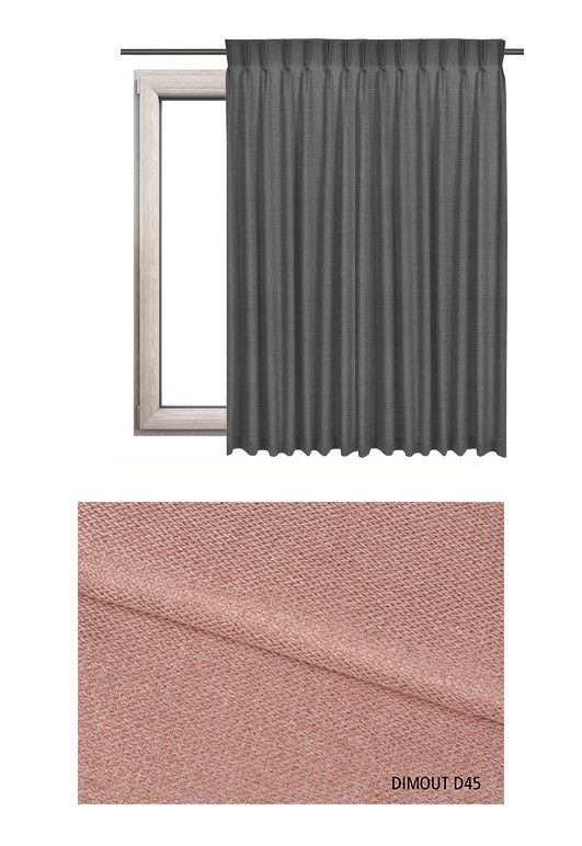 Zasłona na haczykach microfleks w tkaninie o odcieniu różowym (D45) z kolekcji DIMOUT na wymiar.