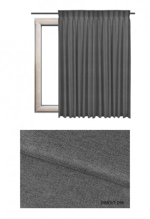 Zasłona na haczykach microfleks w tkaninie o szarym odcieniu (D96) z kolekcji DIMOUT na wymiar.